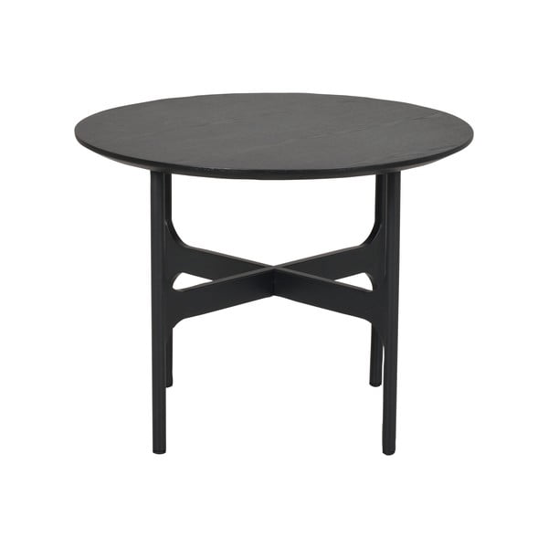 Fekete kerek dohányzóasztal kőrisfa dekoros asztallappal 55x55 cm Colton - Rowico