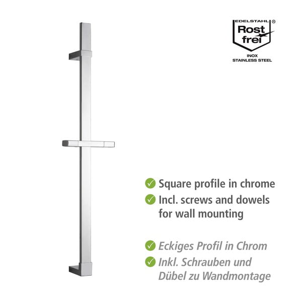 Fényes ezüstszínű fali rozsdamentes acél zuhanytartó 68 cm Design – Wenko-image-2