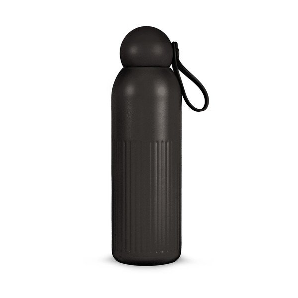 Fekete rozsdamentes acél termopalack szívószállal 500 ml Tekla – Sagaform
