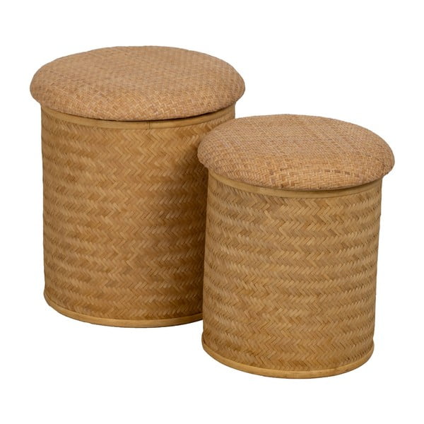 Natúr színű kötött puff Rattan – Ixia