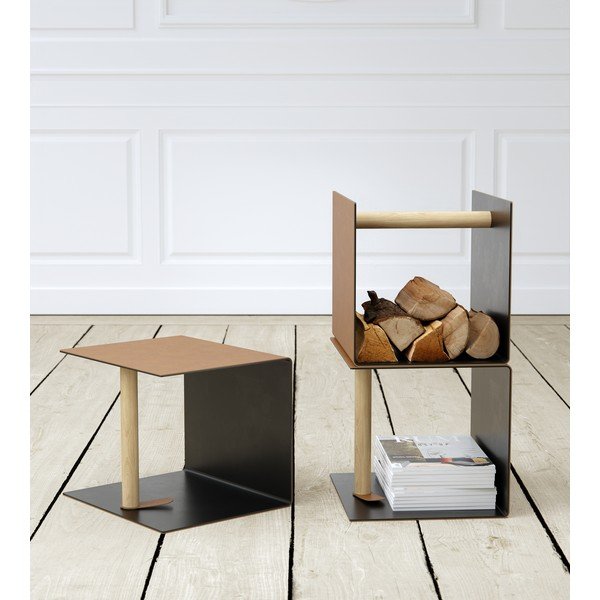 Fekete-natúr színű dekoratív fém-öko bőr tárolódoboz 32x38x31 cm Bull – LIND DNA-image-1