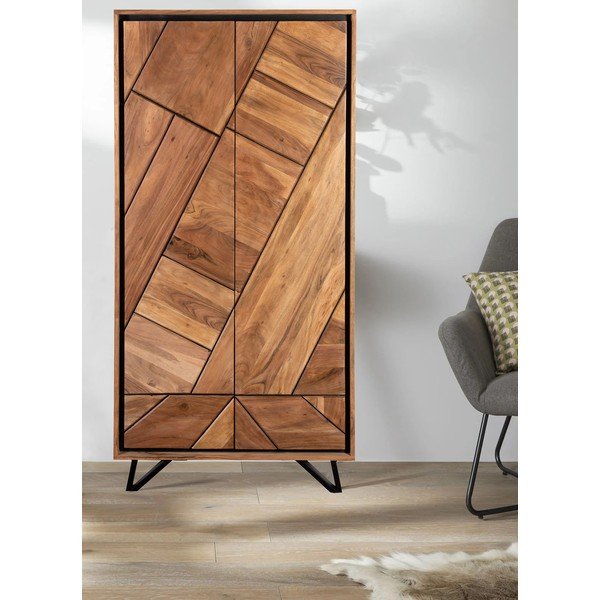 Natúr színű akácfa ruhásszekrény 90x181x40 cm Ambala – Interia Home & Living-image-1