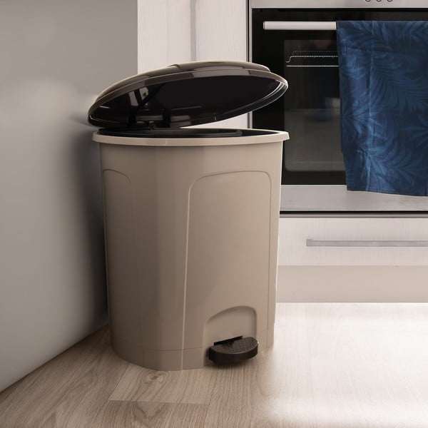 Barna műanyag pedálos szemetes 30 l – Orion-image-1