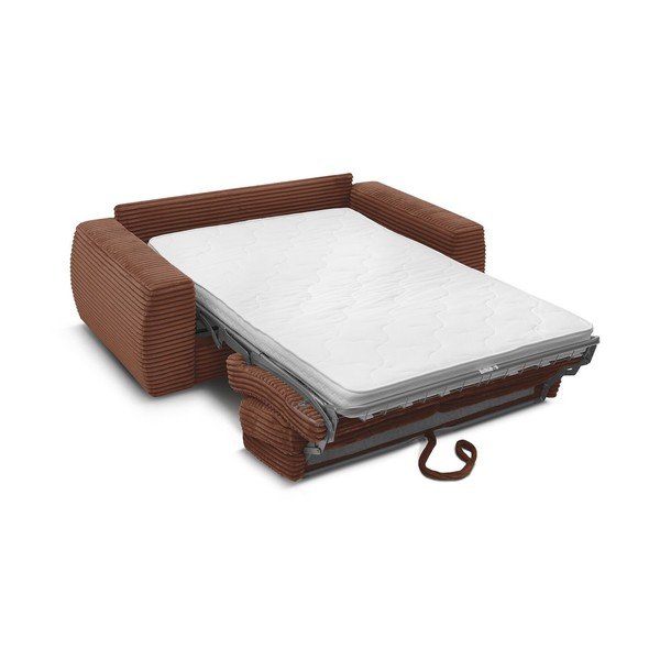 Narancssárga kordbársony kanapé mindennapos alvásra-kinyitható 220 cm Hugo – Bobochic Paris-image-4