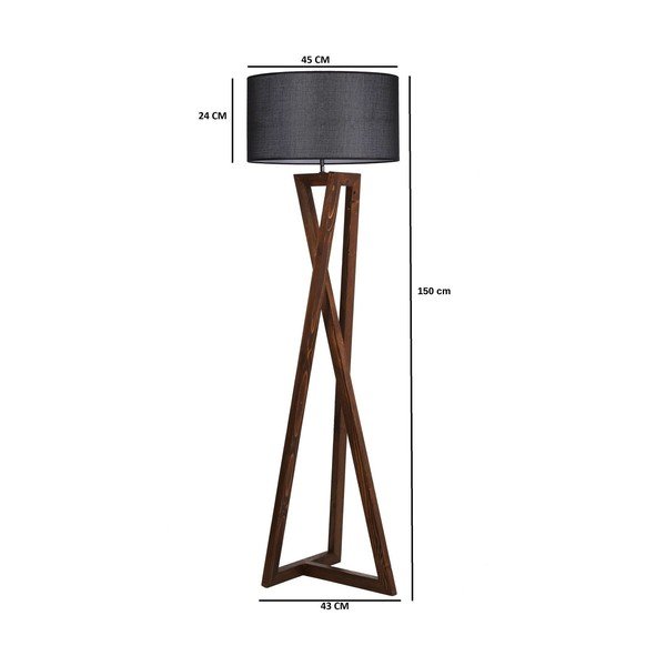 Fekete-barna állólámpa textil búrával (magasság 149 cm) Maçka – Opviq lights-image-3