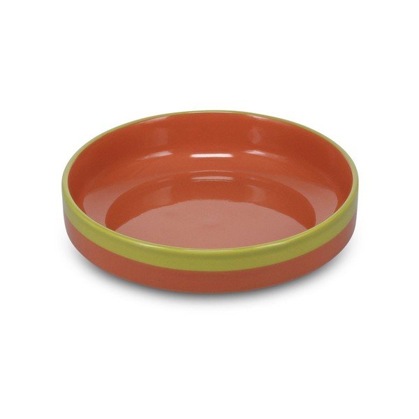 Zöld-narancssárga mély kőedény tányér ø 21 cm Duo – ONA