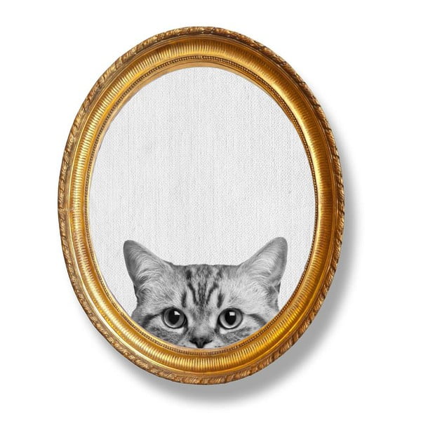 Cat keretezett, ovális fali kép, 40 x 50 cm - Really Nice Things