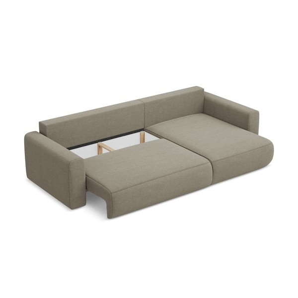 Világosbarna kinyitható-tárolóhelyes sarokkanapé (jobb oldali-heverő résszel) Kapua – Makamii-image-3