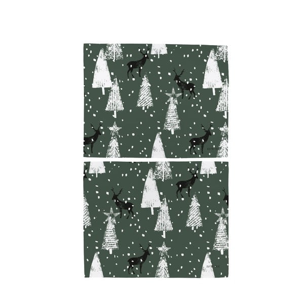 Textil tányéralátét 2 db-os karácsonyi mintával 35x45 cm Deer in the Forest – Butter Kings