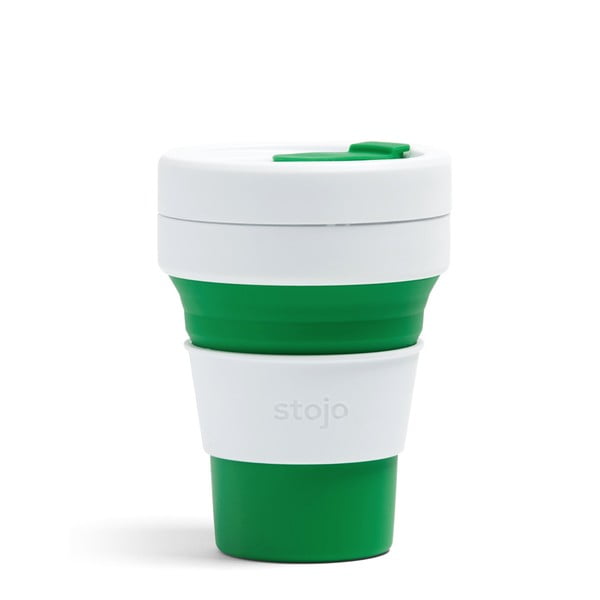 Pocket Cup fehér-zöld összecsukható utazópohár, 355 ml - Stojo