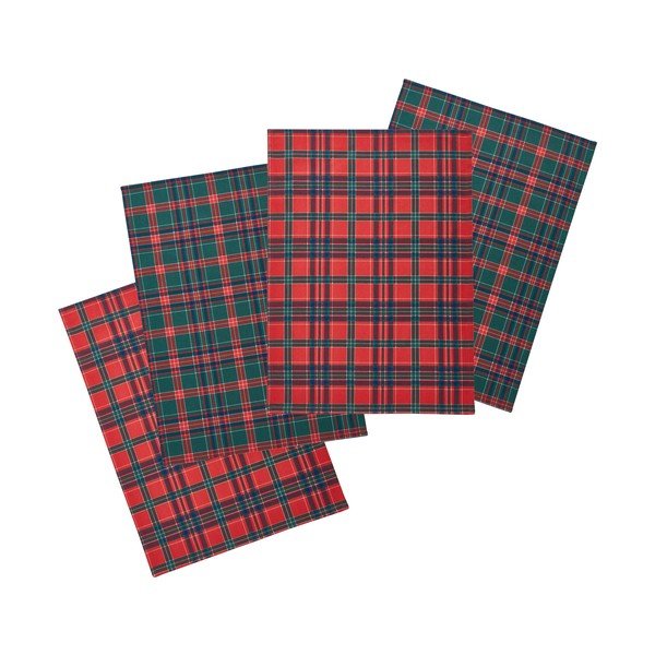Pamut konyharuha szett 4 db-os karácsonyi mintával 70x50 cm Christmas Tartan Check – Catherine Lansfield