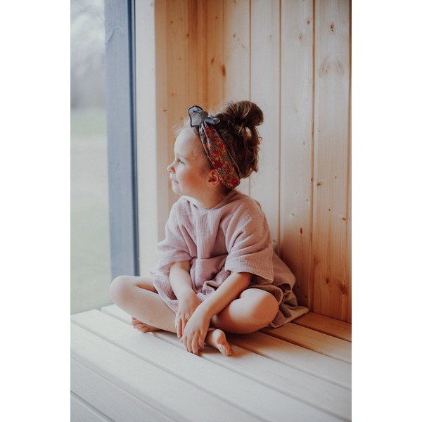 Rózsaszín muszlin gyerek fürdőponcsó méret M - Malomi Kids-image-4