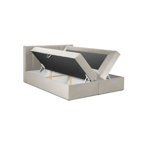 Bézs boxspring ágy tárolóhellyel 200x200 cm Afra – Mazzini Beds-image-3