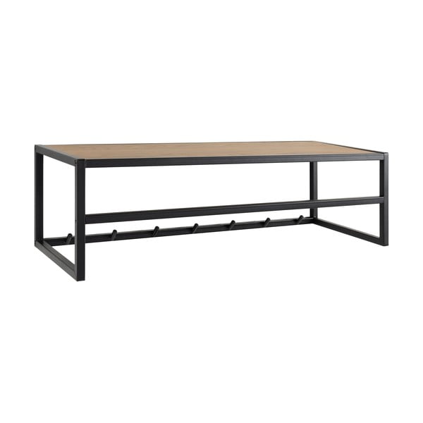 Fekete-natúr színű fali fogas tölgyfa dekorral, polccal Seaford – Actona-image-2