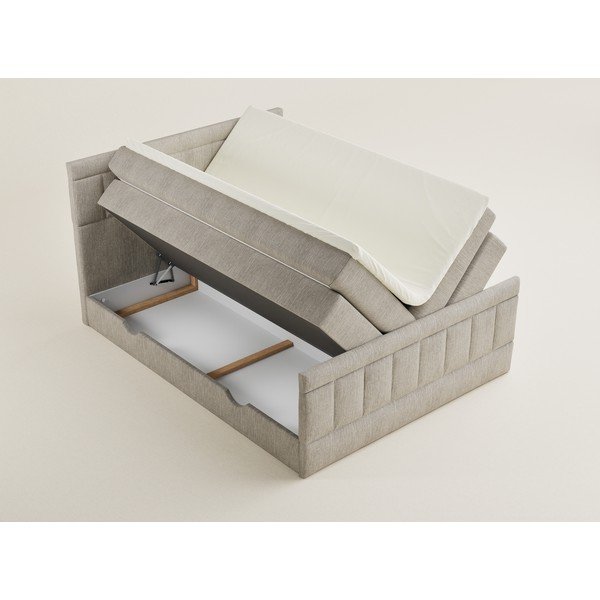 Bézs ágyneműtartós boxspring ágy 160x200 cm Caya – Maison de Rêve-image-3