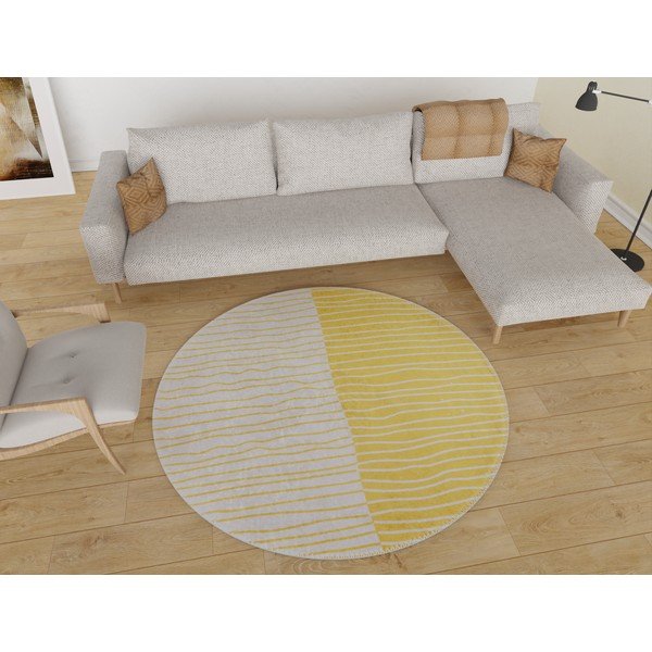 Sárga-krémszínű mosható kerek szőnyeg ø 80 cm Yuvarlak – Vitaus-image-1