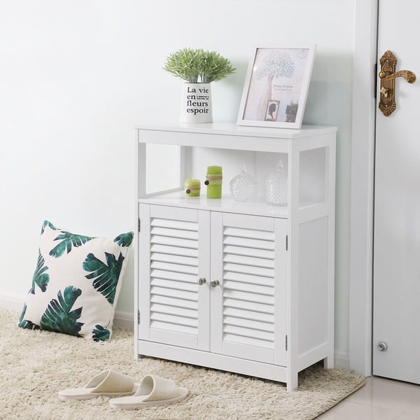 Fehér szekrény polcokkal és ajtókkal, magasság 80 cm - Songmics-image-1
