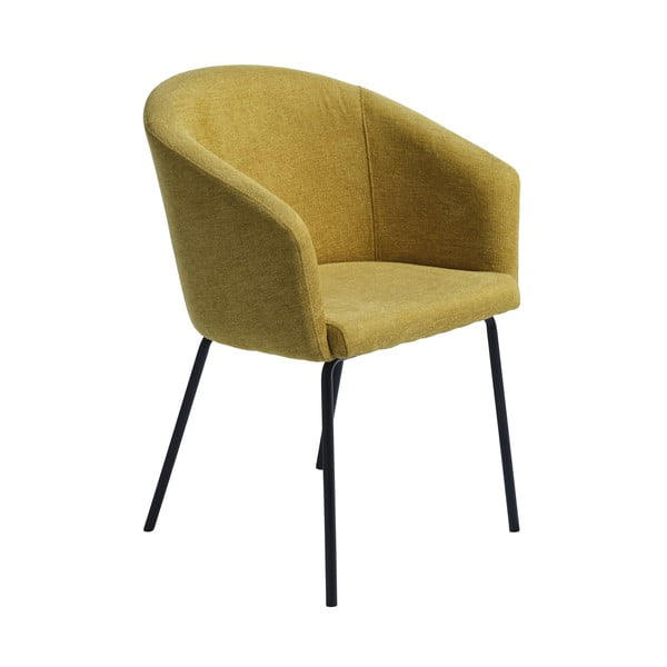 Mustársárga kárpitozott karfás étkezőfotel Easton – Unique Furniture