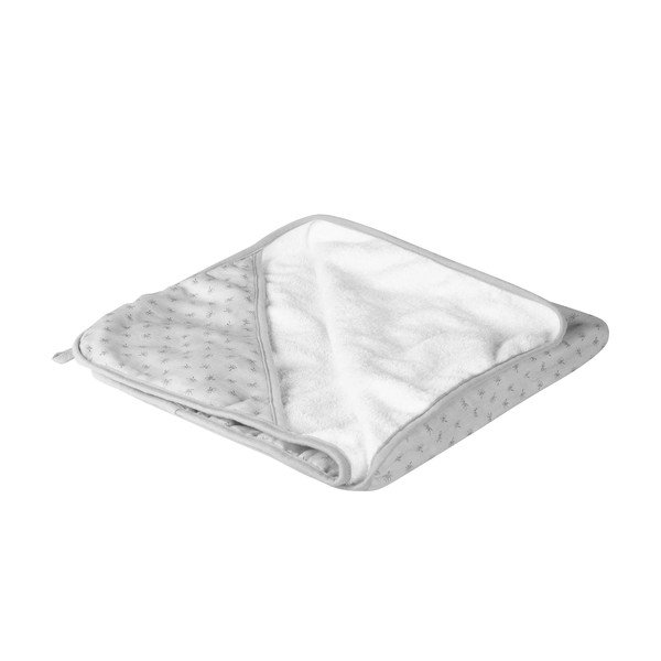 Világosszürke pamut kapucnis gyerek törölköző 80x80 cm Lil Planet - Roba-image-3