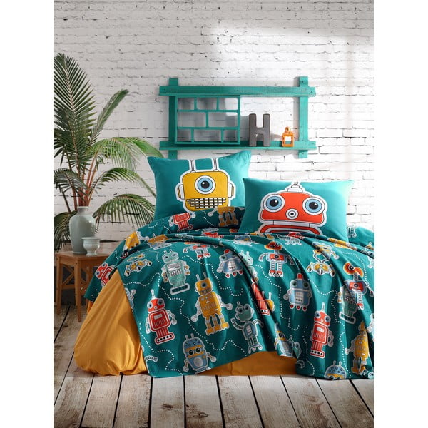 Home Robotta Green ágytakaró és párnahuzat, 160 x 235 cm - EnLora Home
