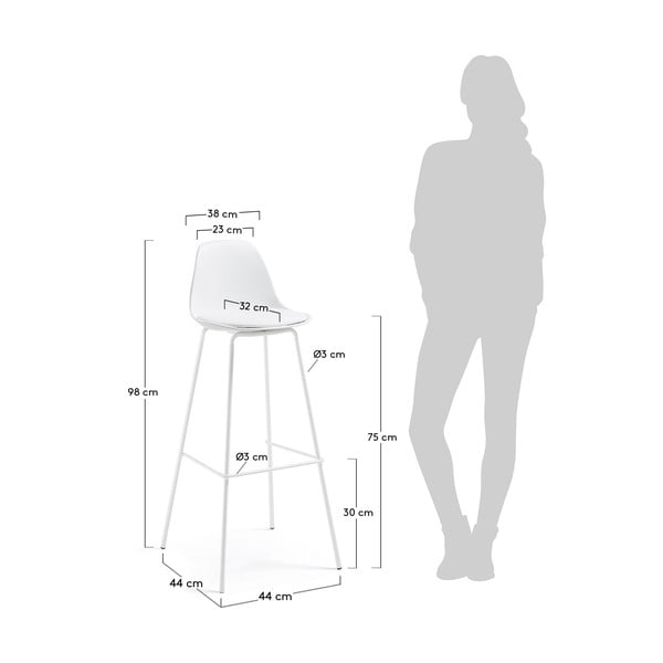 Fehér bőrutánzat bárszék (ülésmagasság 75 cm) Brighter – Kave Home-image-4