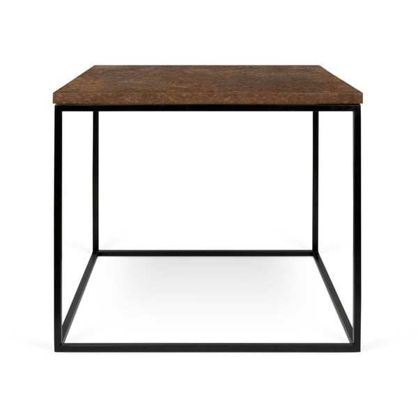 Gleam barna dohányzóasztal fekete lábakkal, 50 x 50 cm - TemaHome