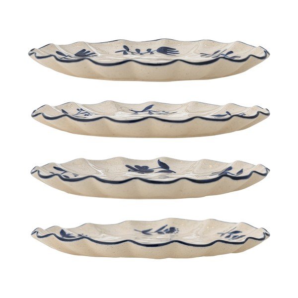 Kék-krémszínű desszertes kőedény tányér készlet 4 db-os ø 20,5 cm Eimy – Bloomingville-image-3