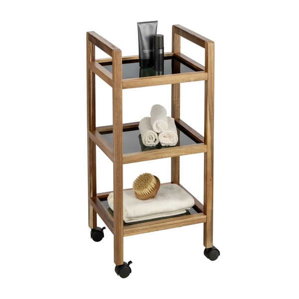 Fekete-natúr színű akácfa fürdőszobai polcos állvány 35x76,5 cm Fondi – Wenko-image-3
