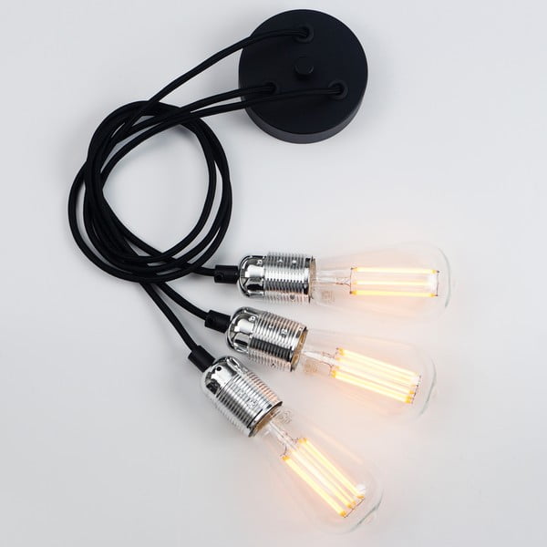 Uno fekete háromágú függőlámpa, ezüstszínű részletekkel - Sotto Luce-image-4