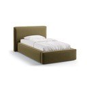 Zöld kárpitozott ágyneműtartós egyszemélyes ágy ágyráccsal 90x200 cm Jodie – Micadoni 