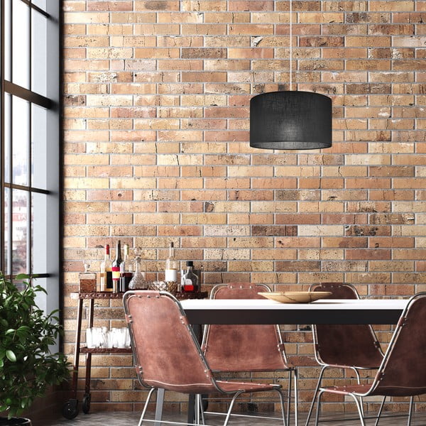 Fekete függőlámpa textil búrával ø 35 cm Vivian – LAMKUR-image-1