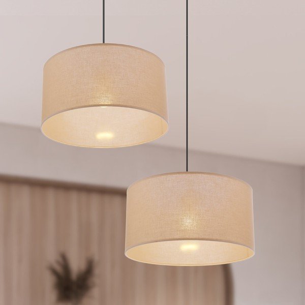 Bézs függőlámpa textil búrával ø 40 cm Shanti – Candellux Lighting-image-2