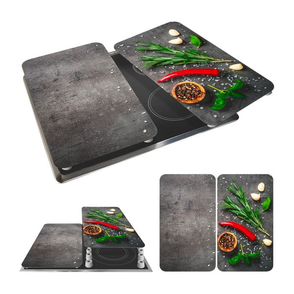 Edzett üveg tűzhely fedőlap szett 2 db-os 52x30 cm Rosemary – Maximex-image-3