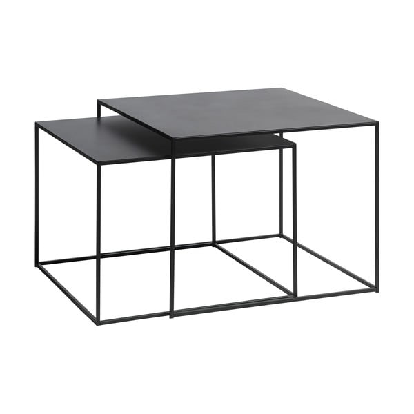 Fekete fém dohányzóasztal szett 2 db-os 65x65 cm Pebble – Unique Furniture