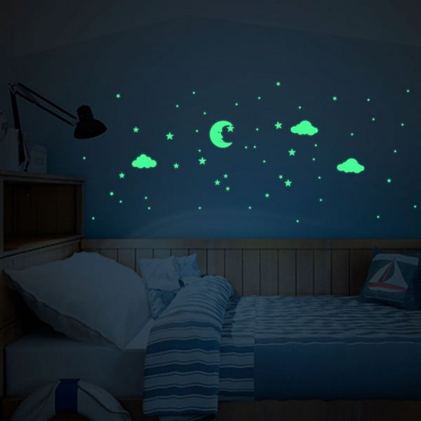 Moon and Clouds sötétben világító falmatrica - Ambiance-image-2