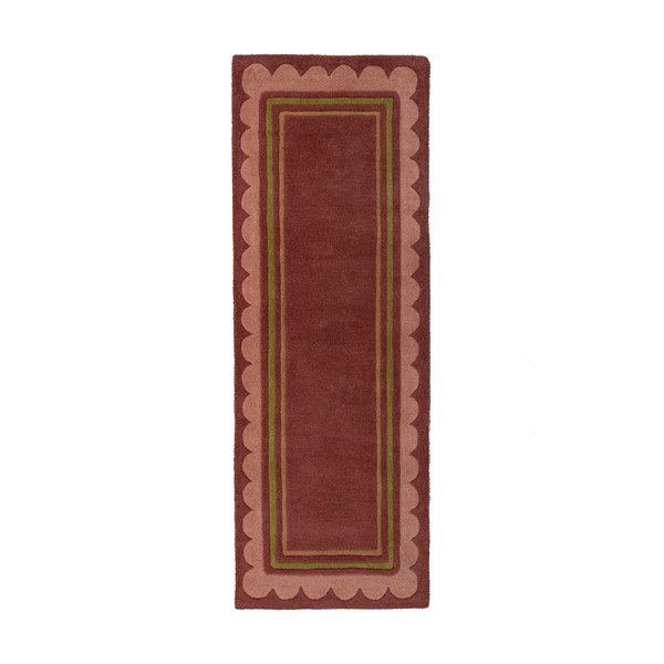 Borvörös kézi szövésű gyapjú futószőnyeg 80x230 cm Lois – Flair Rugs