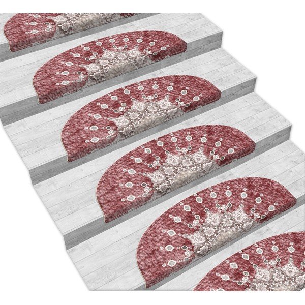Piros lépcsőszőnyeg készlet 16 db-os 65 x 20 cm Chakra - Vitaus-image-1