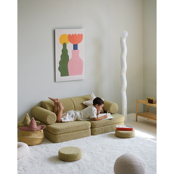 Zöld buklé gyerek kanapé 132 cm Settee – Wigiwama-image-3