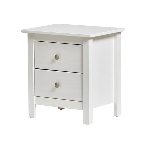 Berna fehér 2 fiókos éjjeliszekrény tömör borovi fenyőből - Marckeric-image-2