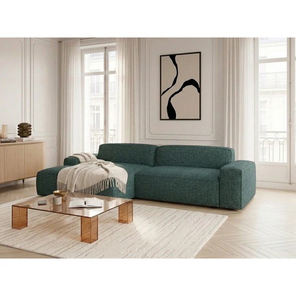 Zöld kinyitható-elektromos ülésállítással sarokkanapé (bal oldali) Abel – Bobochic Paris-image-1