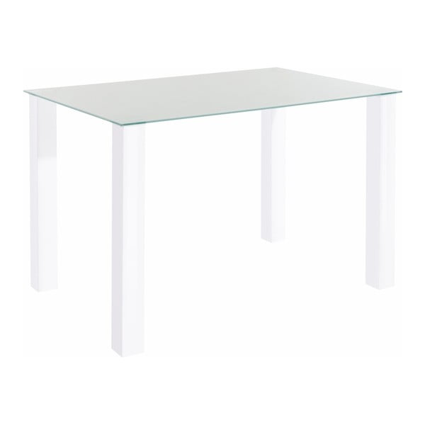 Dante fényes fehér étkezőasztal edzett üveg asztallappal, 80 x 120 cm - Støraa