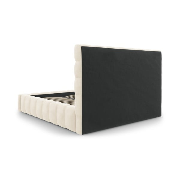 Bézs kárpitozott franciaágy tárolóhellyel, ágyráccsal 200x200 cm Bali – Cosmopolitan Design-image-4