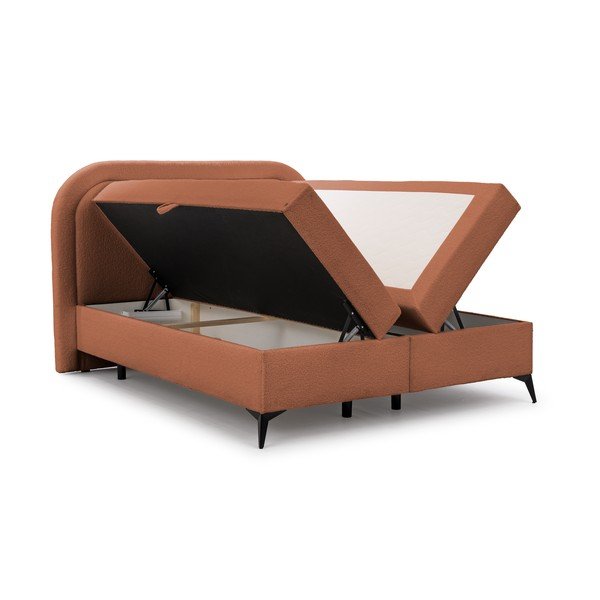 Narancssárga ágyneműtartós boxspring ágy 160x200 cm Ornes – Ropez-image-3