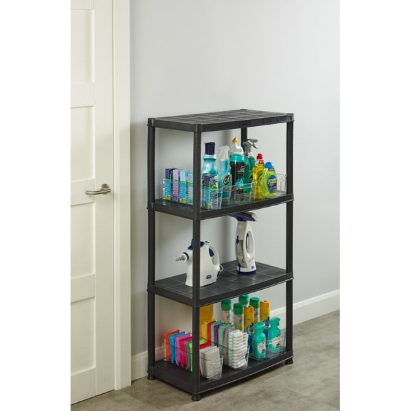 Fekete műanyag polcos tároló állvány 61x130 cm – Addis-image-1