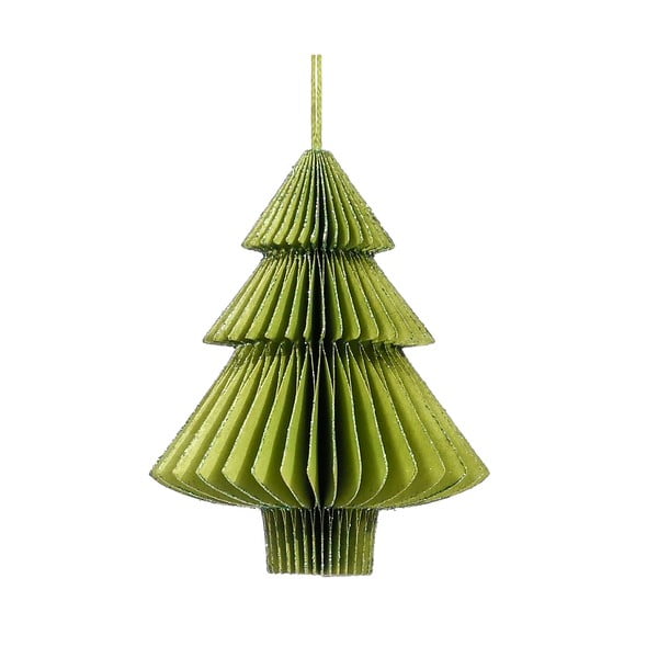 Zöld papír karácsonyi dísz, fenyőfa, magasság 10 cm - Only Natural