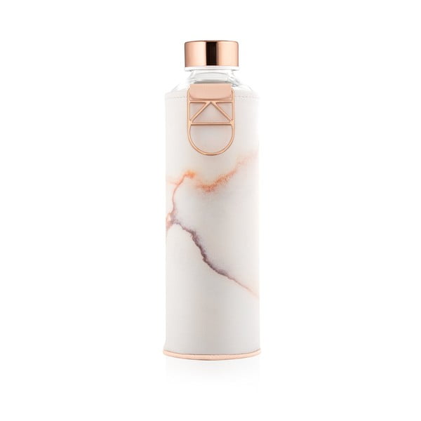 Fehér-rózsaszín ivópalack boroszilikát üvegből, műbőr tartóval 750 ml Mismatch Lava - Equa