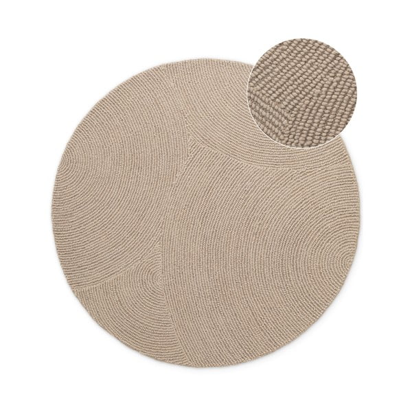 Bézs kézi szövésű gyapjú kerek szőnyeg ø 120 cm Eleni Light Beige – Hanse Home
