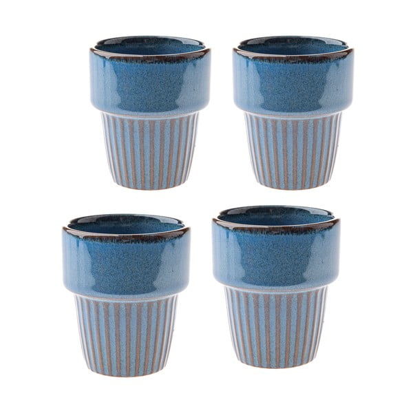 Kék kőedény eszpresszó csésze szett 4 db-os 100 ml Tone – Dakls