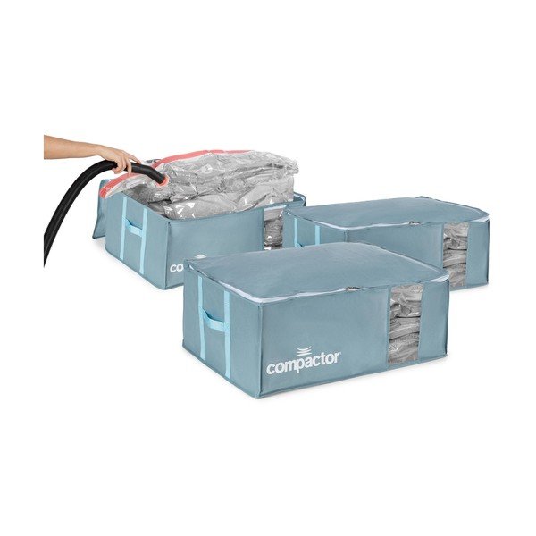 Vákuumos műanyag ruhatároló doboz szett 3 db-os 65x45x27 cm Blue Edition – Compactor-image-4