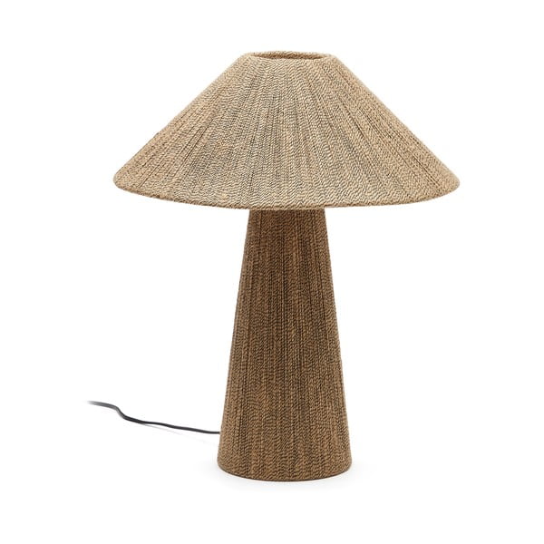 Világosbarna asztali lámpa juta búrával (magasság 46 cm) Renee – Kave Home